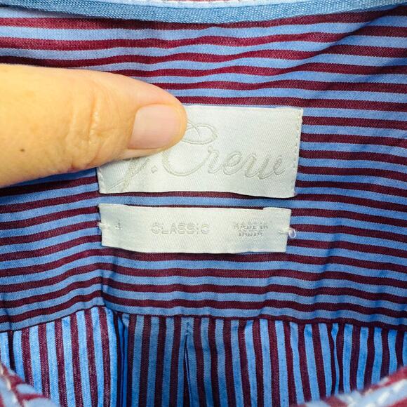 J. Crew Striped Cotton Poplin Shirt Dress Classic Fit Belted Button Front Sz 4 - Picture 4 of 9